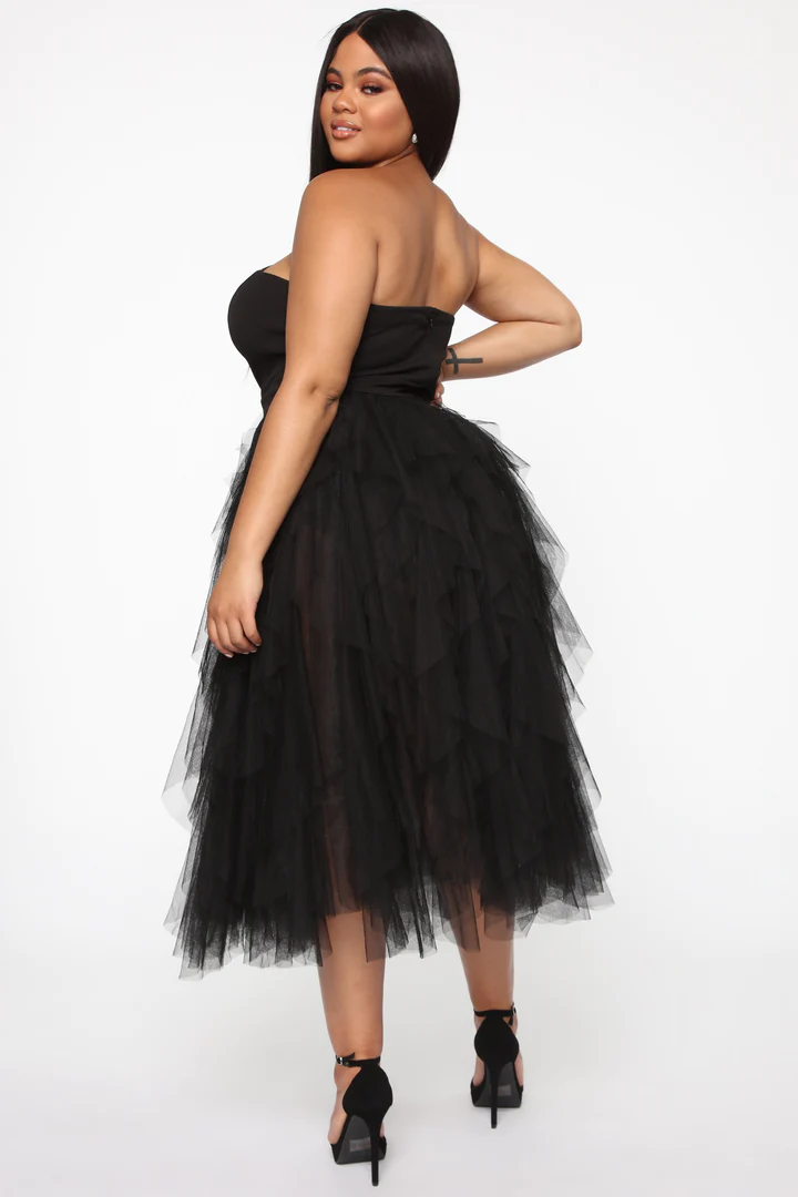 Tube V-Neck Slip Tulle Black Prom Dresses,DS4556