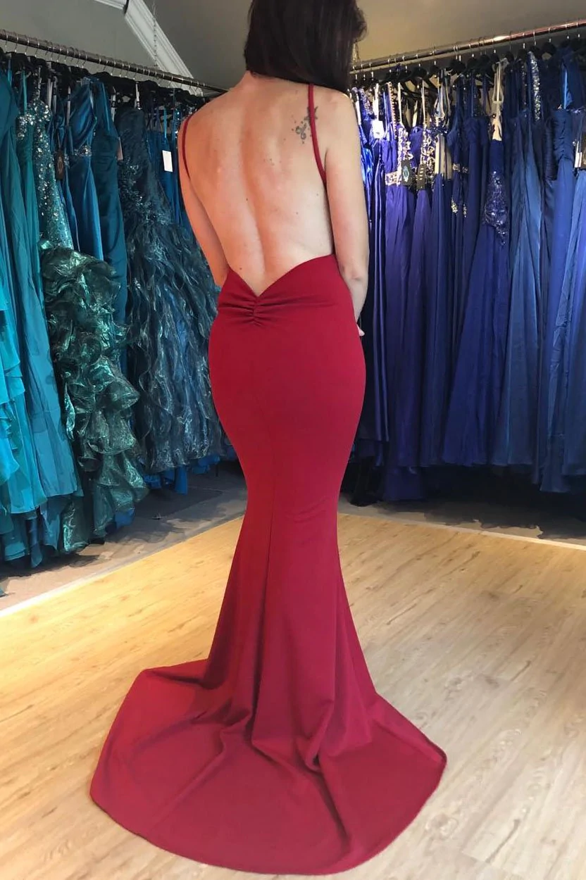 Free Shipping Red Backless Fitted Formal Dress,DS4606