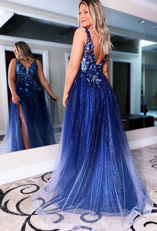 Sparkly Long Prom Dresses with Appliques,Winter Formal Dresses,DS4618