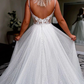 Simple White A-Line Sequin Long Prom Dress, White Formal Evening Dresses,DS4620