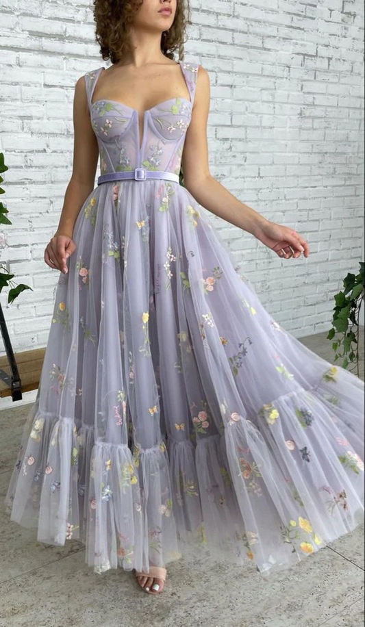 Modest Evening Dress Custom Made Tulle Prom Dresses,DS4777