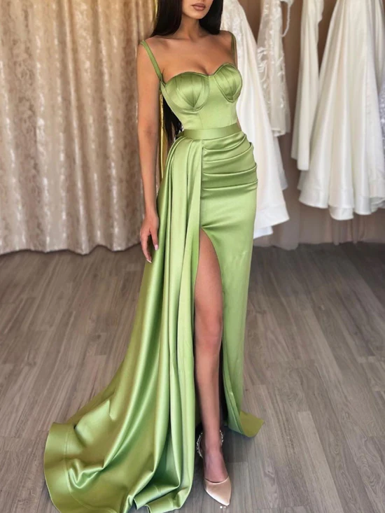 Simple sweetheart neck green tulle formal dress, green evening dress,DS4822