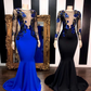 SEE THROUGH LONG SLEEVESS FLOWERS MERMAID PROM DRESSES,DS4903