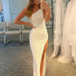 One-Shoulder Simple Pearl White Evening Dress,DS4914