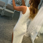 One-Shoulder Simple Pearl White Evening Dress,DS4914