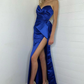 Side Slit Red Strapless Long Prom Dress,DS4937