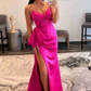 Side Slit Red Strapless Long Prom Dress,DS4937
