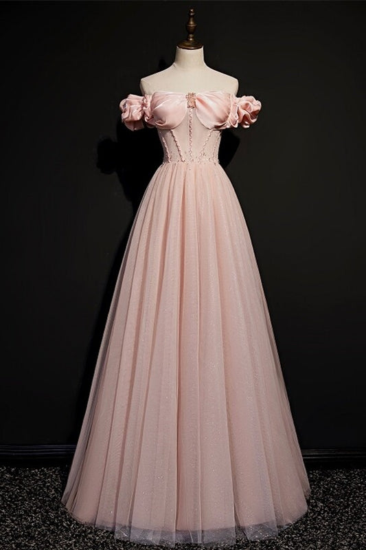 Pink Princess Dress with Off the Shoulder,DS3493