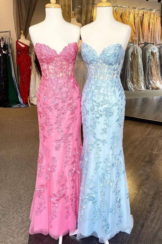 Sweet Hot Pink Lace Mermaid Long Prom Dress,DS3481
