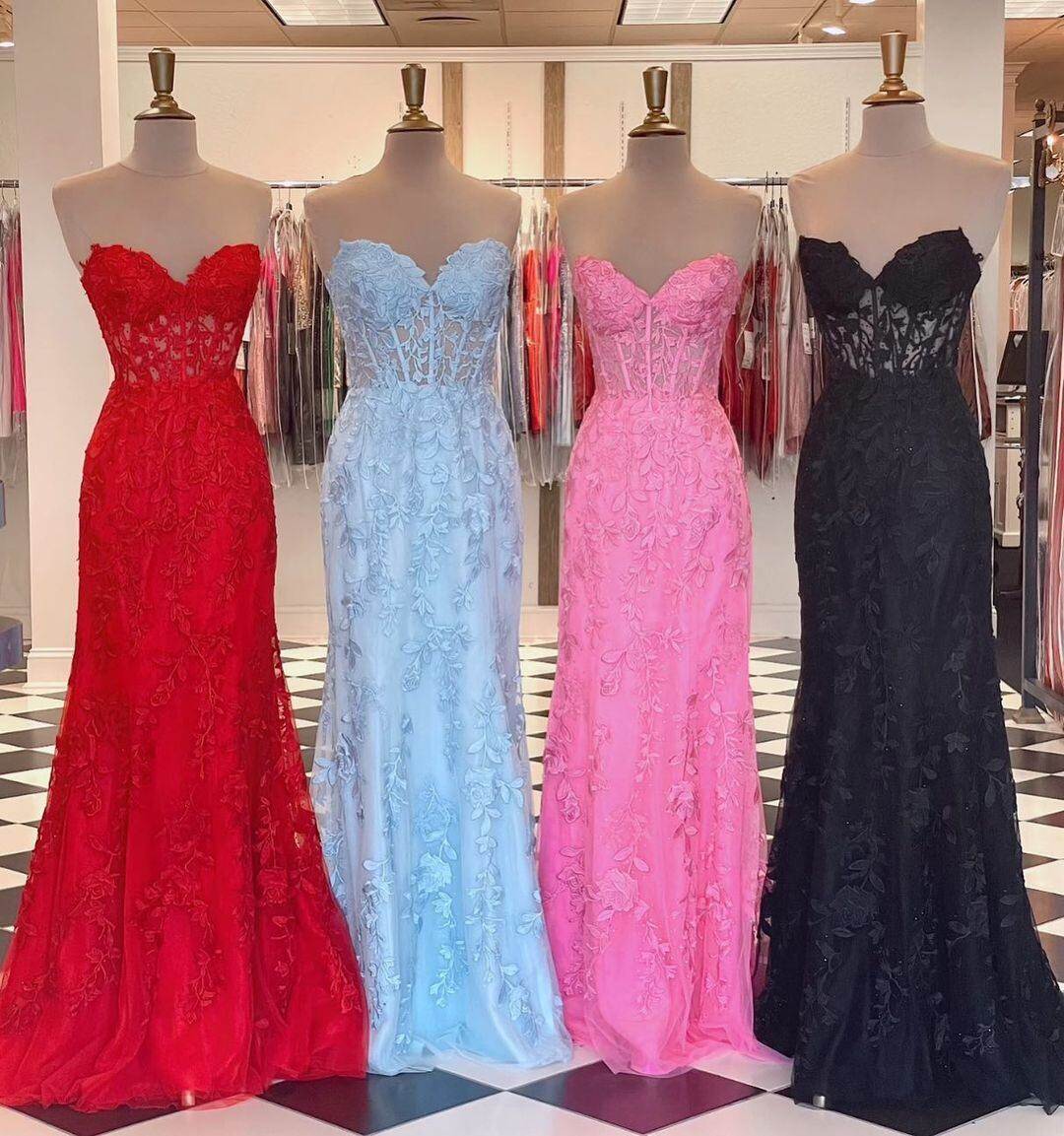 Sweet Hot Pink Lace Mermaid Long Prom Dress,DS3481