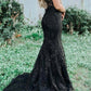 Sweet Hot Pink Lace Mermaid Long Prom Dress,DS3481