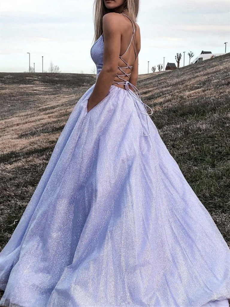 V Neck Backless Purple Long Prom Dresses, Open Back Purple Long Formal Evening Dresses,DS4553