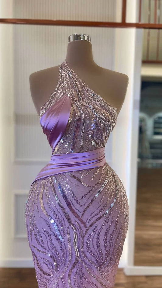 SOFT LILAC HAUTE COUTURE DRESS,DS4613