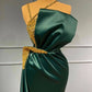 Charming Green Mermaid Evening Dress with Sparkly Gold Pearls Embellishment,DS3725