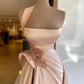 Elegant Long Champagne High Split Prom Dresses,F04825