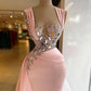 Pink Elegant Long Mermaid Prom Dresses With Glitter,F04818