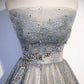 Gray tulle beads long prom dress evening dress,DS3209