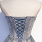 Gray tulle beads long prom dress evening dress,DS3209