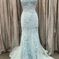Pink Appliques Mermaid Long Prom Dress,DS4523
