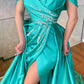 Glamorous Off-the-Shoulder Split Prom Dress Long Overskirt With Beads,DS4639