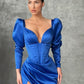 Elegant Long Sleevess V-Neck Mermaid Prom Dress With Slit,DS3250