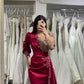 Glamorous Long Sleeves Burgundy Prom Dress Mermaid Long Evening Gowns,DS2756