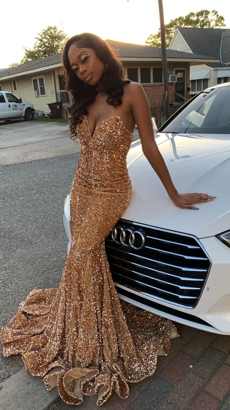 Gold sequin prom dress mermaid hotsell