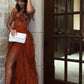 Rust Red Sweetheart High Low Tiered Formal Dress,DS3999