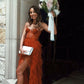 Rust Red Sweetheart High Low Tiered Formal Dress,DS3999