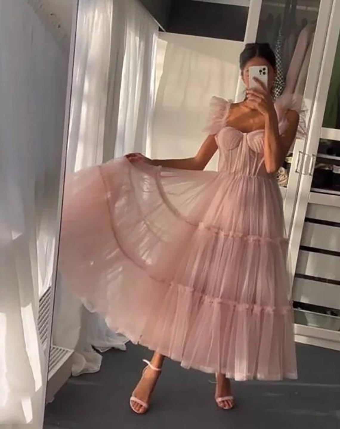 pink short dress,DS4332