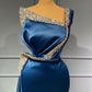 Elegant Starps One Shoulder Mermaid Evening Gowns Beadings Prom Dress,DS2753