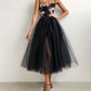 Flower Embroidered Mesh Slit Front Evening Dress,DS3979