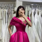 Hot Pink Off-the-Shoulder Long Evening Prom Dress Online,DS2759