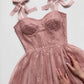 Pink Tulle tea length Prom Dress A Line Formal Dress,DS4324
