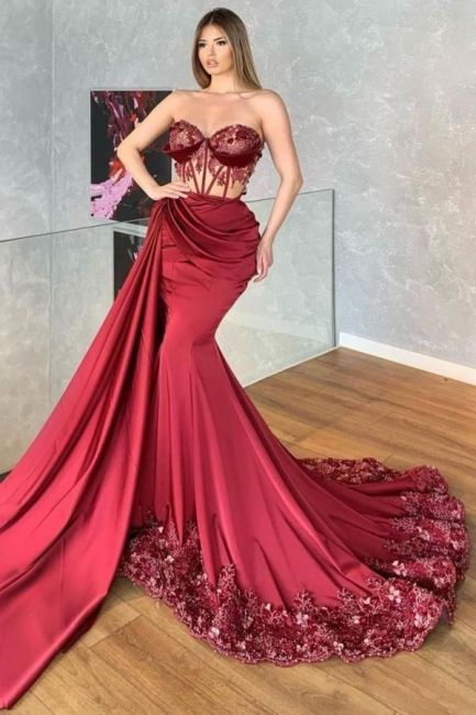 open lace back dress Prom dresses long red