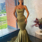 Gorgeous Spaghetti Straps Sage Green Mermaid Prom Dress Long,DS2803