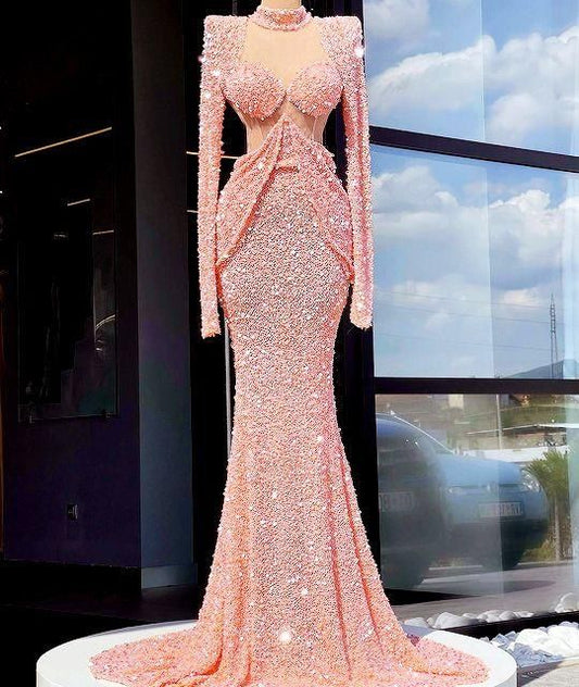 Mermaid Long Prom Dress , Sexy Prom Dress With Sleeves,DS4081