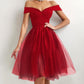 Elegant Off Shoulder Binding Layered Mesh Cocktail Dress,DS3980
