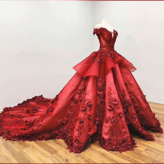 Ball Gown Off The Shoulder V-neck Sweet 16 Dresses Princess Ball Gowns,DS4259