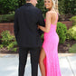 Gorgeous One Shoulder Hot Pink Lace Long Prom Dress,DS3091