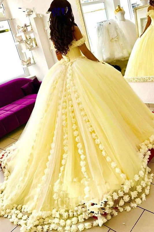 Cute Daffodil Sweet Handmade Flower Sweet 16 Dresses, Quinceanera dresses,DS4486