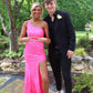 Gorgeous One Shoulder Hot Pink Lace Long Prom Dress,DS3091