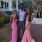 Sparkly Mermaid Scoop Neck Pink Sequin Long Prom Dresses,DS4119