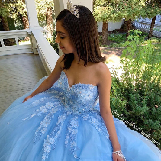 Princess Sweetheart Blue Quinceanera Dress,DS4407