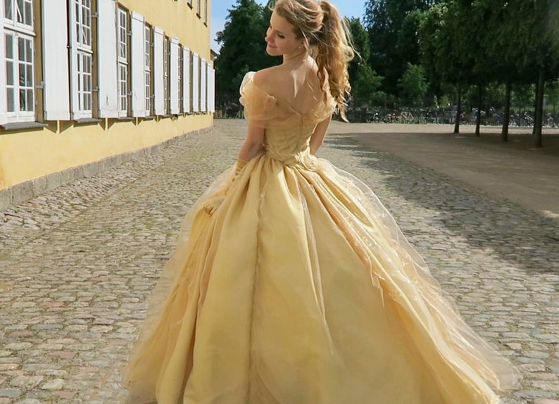 Vintage Off-the-Shoulder Soft Yellow Tulle Ball Gown Cinderella Prince – DSProm Vintage Off-the-Shoulder Soft Yellow Tulle Ball Gown Cinderella Prince – DSProm