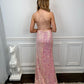 Sexy Pink Sequined Long Party Dress,DS3134