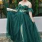 Emerald Corset Tulle Prom Gown Evening Wedding Dress Cocktail Sweetheart Neckline Beaded Lace Bridal,DS4546