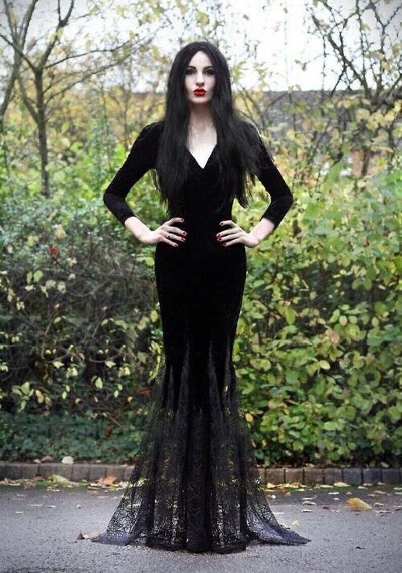 Dark academia clothing, Vampire Goth Long Dress, Halloween Witch Dress, Halloween Costume Women,DS1563