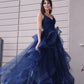 A-Line/Elegant Tulle Layers V-neck Sleeveless Floor-Length Prom Dresses,DS4538