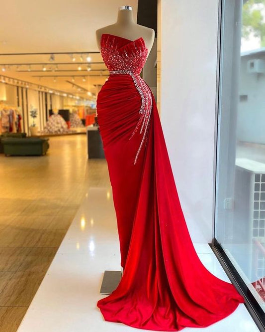 Mermaid red Long Formal Prom Dress,DS4156